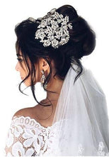 Load image into Gallery viewer, large Vintage couture inspired crystal tiara side hair piece by Crystal wedding uk
