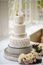 Load image into Gallery viewer, Diamante Crystal effect cake stand mirror top by Crystal wedding uk