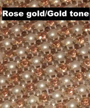 Load image into Gallery viewer, Drape design wedding cake stand Rose Gold crystals & Ivory pearls - round or square all sizes by Crystal wedding uk