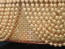 Load image into Gallery viewer, Drape design wedding cake stand Rose Gold crystals & Ivory pearls - round or square all sizes by Crystal wedding uk