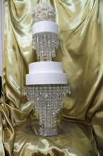 Load image into Gallery viewer, Chandelier cake stand , 2 tier set Premium crystal 6" and 12" + led's by Crystal wedding uk