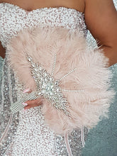 Load image into Gallery viewer, Feather Fan bouquets, Set of 4 PCS Ostrich feathers,Great Gatsby wedding style 1920's - any colour as custom made by Crystal wedding uk