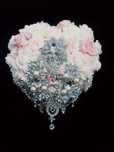 Load image into Gallery viewer, Heart shape brooch bouquet wedding flowers by Crystal wedding uk
