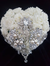Load image into Gallery viewer, Heart shape brooch bouquet wedding flowers by Crystal wedding uk