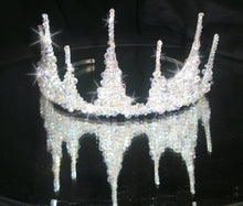 Load image into Gallery viewer, Crystal tiara crown, Couture inspired, modern crystal tiara, Ab crystal beads by Crystal wedding uk