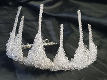 Load image into Gallery viewer, Crystal tiara crown, Couture inspired, modern crystal tiara, Ab crystal beads by Crystal wedding uk