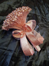 Load image into Gallery viewer, Rose gold Crystal Wedding bouquet, Brides wire bouquet, rose gold bouquet by Crystal wedding uk