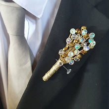 Load image into Gallery viewer, Crystal boutonnière Buttonhole or wrist Corsage,prom corsage, wedding cuff by Crystal wedding uk