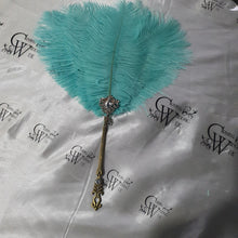 Load image into Gallery viewer, Ostrich feather Fan, smalll Bridesmaid wedding fan- ANY COLOUR by Crystal wedding uk
