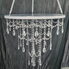 Load image into Gallery viewer, Luxury cake swing,Suspended FAUX CRYSTAL chandelier cake platform, mirror top +remote controlled LED by Crystal wedding uk