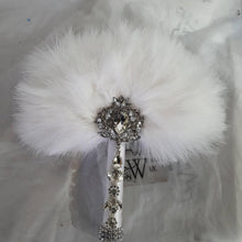 Load image into Gallery viewer, Feather Fan bouquet luxury alternative Bouquet Great Gatsby wedding style -ANY COLOUR Artificial bouquet by Crystal wedding uk