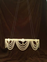 Load image into Gallery viewer, Suspended cake swing, hanging cake stand ,Pearl drape and crystal ,heavy duty holds 200lbs by Crystal wedding uk