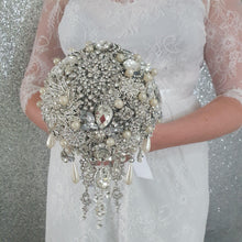 Load image into Gallery viewer, Crystal cascade brooch bouquet, jewel bouquet, alternative Great Gatsby style wedding flowers. by Crystal wedding uk