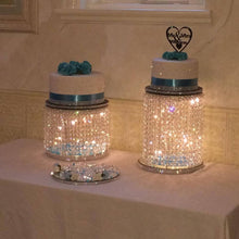 Load image into Gallery viewer, Crystal cake stands cascading style , set of 6 tiers by Crystal wedding uk