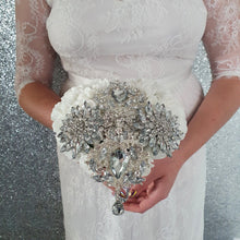 Load image into Gallery viewer, Heart shaped bridesmaid bouquet, Artificial wedding flowers by Crystal wedding uk