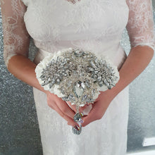 Load image into Gallery viewer, Heart shaped bridesmaid bouquet, Artificial wedding flowers by Crystal wedding uk