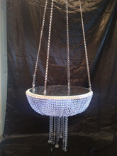 Load image into Gallery viewer, Suspended Swing cake stand, SQUARE, Glass Crystal chandelier, drape stand with mirror top. by Crystal wedding uk