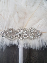 Load image into Gallery viewer, Ostrich Feather MINI Fan Bridesmaid bouquet - Feather hand fan Bouquet Great Gatsby wedding style 1920's -size 8"-10"
