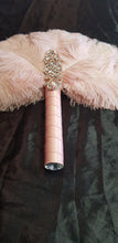 Load image into Gallery viewer, 3 X Ostrich Feather Fan. BLUSH FEATHERS- size 12" Bridesmaids fan bouquets for wedding by Crystal wedding uk