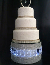Load image into Gallery viewer, Diamante or Pearl crystal linked Podium style cake stand by Crystal wedding uk