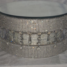 Load image into Gallery viewer, Diamante or Pearl crystal linked Podium style cake stand by Crystal wedding uk