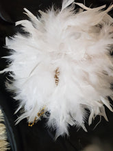 Load image into Gallery viewer, Feather Pomander With Rhinestone chain handle Feather Kissing Ball. Feather Flower Girl Bouquet. Artificial Wedding accessory ANY COLOUR