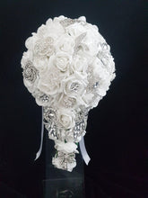 Load image into Gallery viewer, Rose & Brooch bouquet, bridesmaid brooch bouquet, buttonholes, all sold separately, any colour by Crystal wedding uk