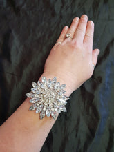 Load image into Gallery viewer, Wrist corsage ,Crystal rhinestone Wedding Cuff, bridesmaid Bracelet by Crystal wedding uk