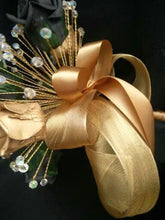 Load image into Gallery viewer, Black gold bouquet , Gatsby style,Rose & crystalwire bouquet, artificial Wedding bridal flowers by Crystal wedding uk