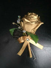 Load image into Gallery viewer, Black gold bouquet , Gatsby style,Rose & crystalwire bouquet, artificial Wedding bridal flowers by Crystal wedding uk