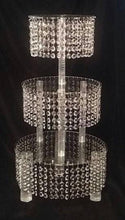 Load image into Gallery viewer, Crystal cake stand, 3 tier wedding cake stand, Faux crystal beads round or square shape by Crystal wedding uk