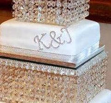 Load image into Gallery viewer, A to Z letters Swarovski element Rhinestone monogram Cake Topper decor, Wedding Initials, Silver cake topper,rhinestone cake decorations.