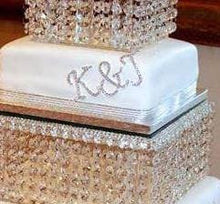 Load image into Gallery viewer, A to Z letters Swarovski element Rhinestone monogram Cake Topper decor, Wedding Initials, Silver cake topper,rhinestone cake decorations.