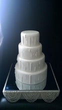 Load image into Gallery viewer, White Pearl and crystals drape design wedding cake stand - round or square all sizes by Crystal wedding uk