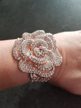 Load image into Gallery viewer, Wrist corsage ,Crystal Rose Wedding Cuff, bridesmaid Bracelet, Rose gold by Crystal wedding uk