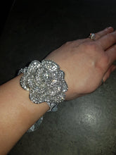 Load image into Gallery viewer, Wrist corsage ,Crystal Rose Wedding Cuff, bridesmaid Bracelet, Rose gold by Crystal wedding uk