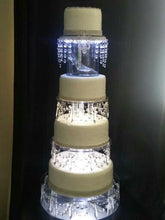 Load image into Gallery viewer, Cake stand Chandelier drape design with lights - for WEDDING CAKE many sizes by Crystal wedding uk
