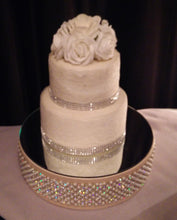 Load image into Gallery viewer, Wedding cake stand Podium Vintage inspired Pearl & Rhinestone cake holder all sizes round and square by Crystal wedding uk