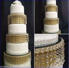 Load image into Gallery viewer, crystal cake stand , faux tiers made with acrylic beads or Real crystal beads, 3 tier wedding cake stand. by Crystal wedding uk