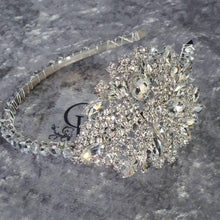 Load image into Gallery viewer, Large side tiara , Vintage inspired crystal band, Silver, Gold or Rose gold by Crystal wedding uk