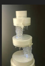 Load image into Gallery viewer, Crystal cake stand + 2 separators chandelier wedding cake with LED Lights,set of 3 pieces side bar Illusion 8" 12" 16" by Crystal wedding uk