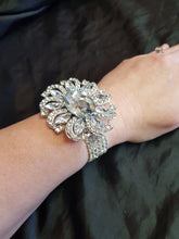 Load image into Gallery viewer, Wrist corsage ,Crystal rhinestone OVAL Wedding Cuff, bridesmaid Bracelet by Crystal wedding uk