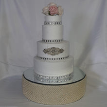 Load image into Gallery viewer, wedding cake stand , Crystal & Pearl cake stage. - round or square all sizes in white,black or ivory by Crystal wedding uk