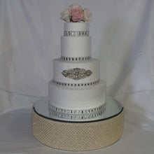 Load image into Gallery viewer, wedding cake stand , Crystal & Pearl cake stage. - round or square all sizes in white,black or ivory by Crystal wedding uk