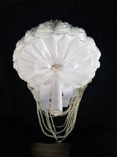 Load image into Gallery viewer, Crystal and pearl brooch bouquet with pearl & rhinestone drape by Crystal wedding uk