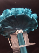 Load image into Gallery viewer, Diamante crystal Rhinestone drape bridal bouquet - Fully personalised in many colours with silver crystal brooches. by Crystal wedding uk