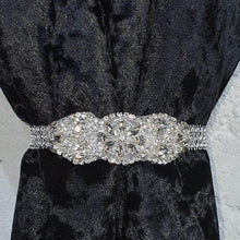 Load image into Gallery viewer, Crystal Tie Backs, Slim Curtains hold backs, magnetic holder by Crystal wedding uk