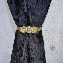 Load image into Gallery viewer, Crystal Tie Backs, Slim Curtains hold backs, magnetic holder by Crystal wedding uk