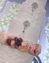 Load image into Gallery viewer, Crystal cake Jewellery [ 3 letters and 2pc of brooch set , cake decoration, rhinestone cake jewellery, by Crystal wedding uk