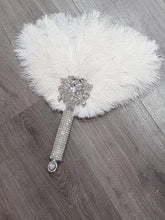 Load image into Gallery viewer, Set of 6 Feather Fan bouquets, Ostrich feathers,Great Gatsby wedding style 1920's - any colour as custom made by Crystal wedding uk
